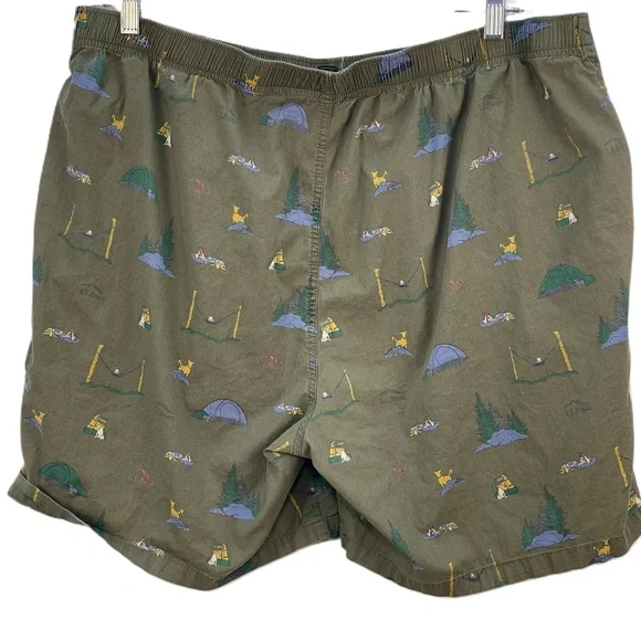 Men's L.L Bean Comfort Stretch Woven Sleep Shorts with Camping Dog Pattern - Picture 2 of 5